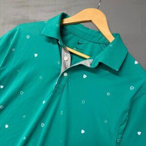 Nike Dri Fit Green Golf AOP Short Sleeve Stretch Golf Polo Shirt Men’s Medium